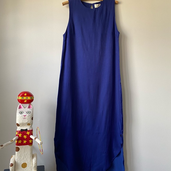 NWT Royal Blue Silky Sleeveless Midi Dress - Picture 3 of 6